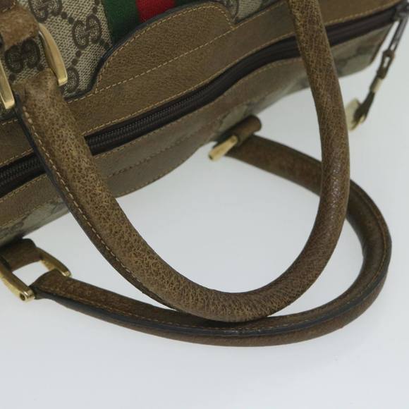 GUCCI Web Sherry Line GG Supreme Hand Bag Beige Red Green 39 018 4183 Auth ai754 - Picture 7 of 16